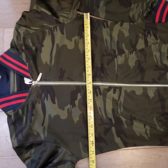 ⭐American Stitch 2 Piece Camo Green & Coral Stripe Zip Up Track Suit Size Small - Picture 8 of 16